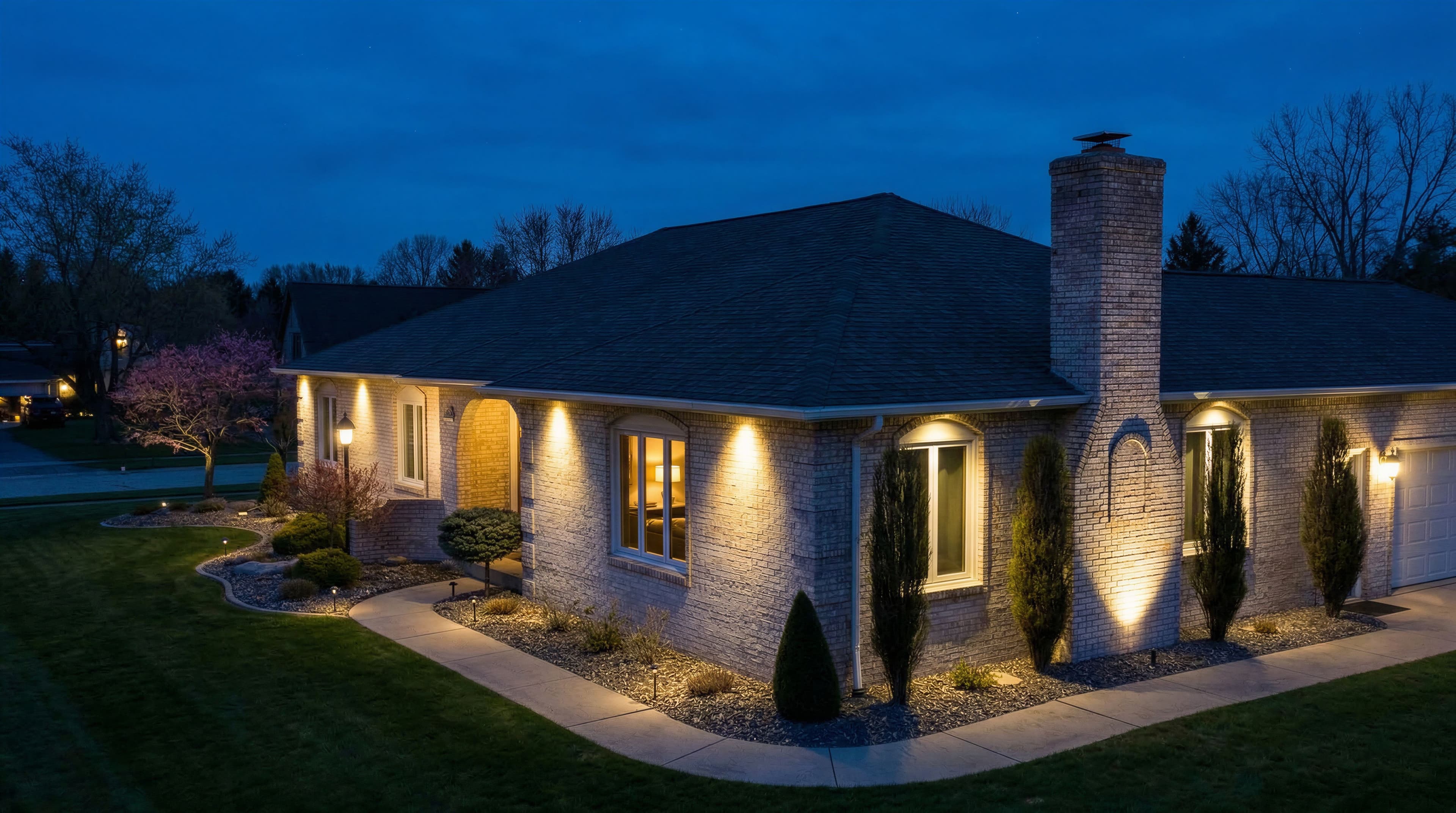 Residential landscape lighting — house 14